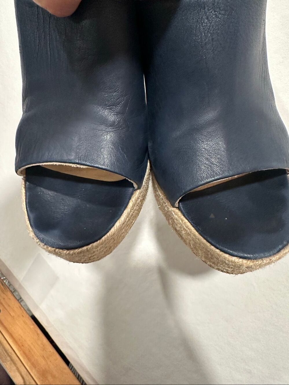 Paloma Barcelo Navy Leather Espadrille Platform Wedge Mule Sandals EU 39 Spain - Picture 3 of 7